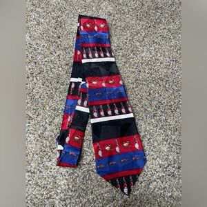 Vintage Tabasco Hot Sauce Mens Neck Tie 100% Silk Made in USA Red Blue